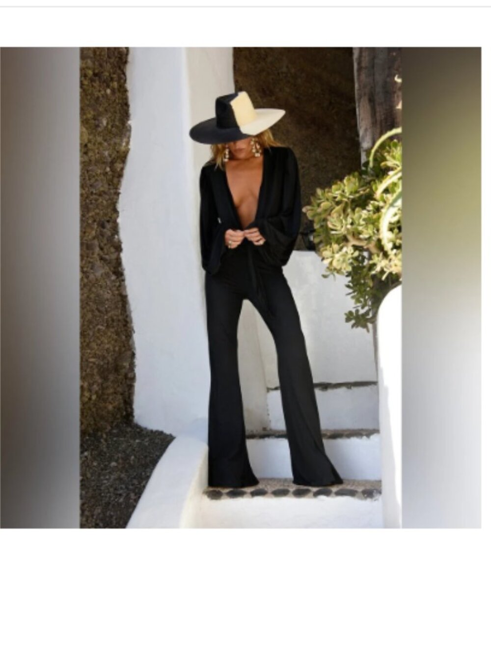 Rat & Boa Clementine Jumpsuit Long Sleeve Flared Black Sz XS